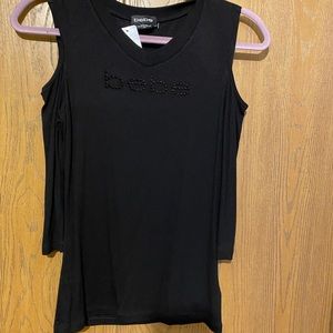 BEBE cold shoulder black top